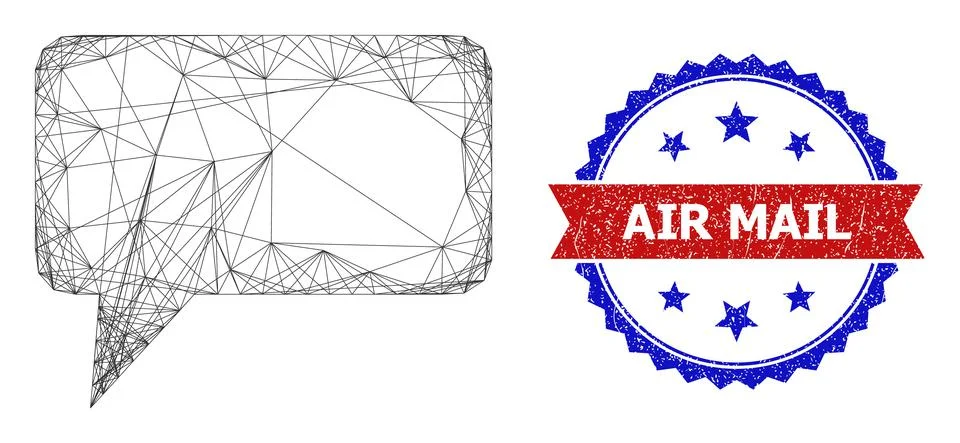 Net Hint Cloud Web Mesh and Unclean Bicolor Air Mail Seal イラスト素材
