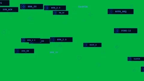 Net HUD receiving data pulse, nodes clustering into stacked bars to show status Stock Footage 333907919