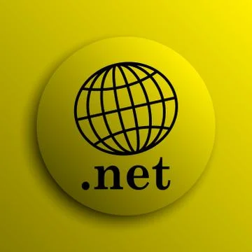.net icon. Yellow internet button.. Stock Illustration