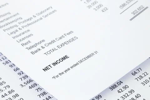 Net income statement reports Stock Photos