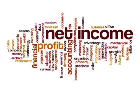 Net income word cloud concept Illustrazione stock
