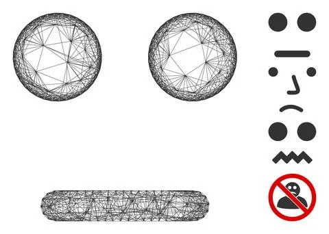 Net Indifferent Smiley Vector Mesh Stock Illustration