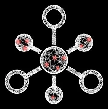 Net Internet Nodes Web Mesh with Bright Glitter Dots Illustrazione stock