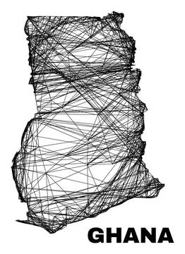 Net Irregular Mesh Ghana Map Stock Illustration