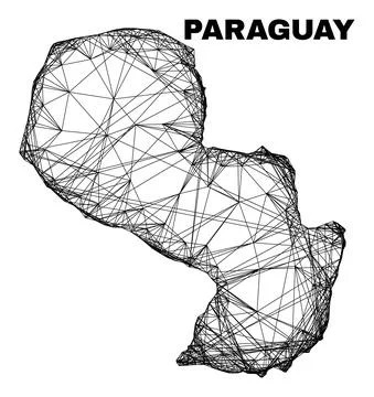 Net Irregular Mesh Paraguay Map Ilustração Stock