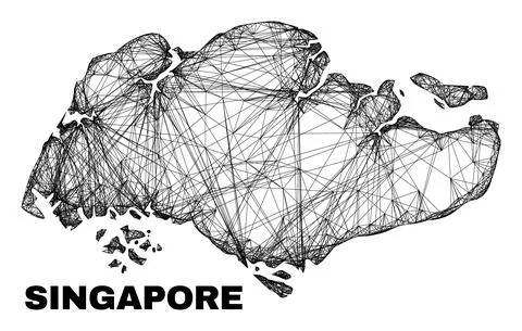 Net Irregular Mesh Singapore Map Stock Illustration