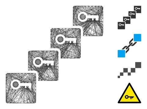 Net Key Blockchain Vector Mesh Stockillustratie