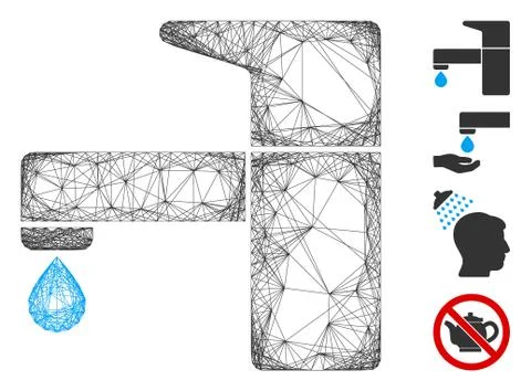 Net Kitchen Tap Vector Mesh Stock Illustration