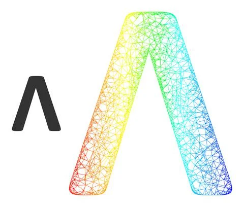 Net Lambda Greek Letter Web Mesh Icon with Rainbow Gradient 库存插图