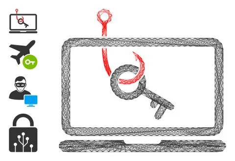 Net Laptop Key Phishing Vector Mesh Illustrazione stock
