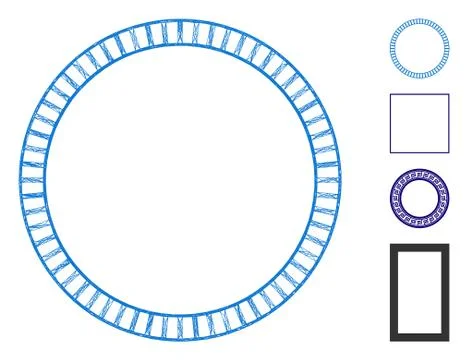 Net Lined Double Circle Frame Vector Mesh Stock Illustration