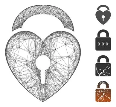Net Love Heart Lock Vector Mesh イラスト素材