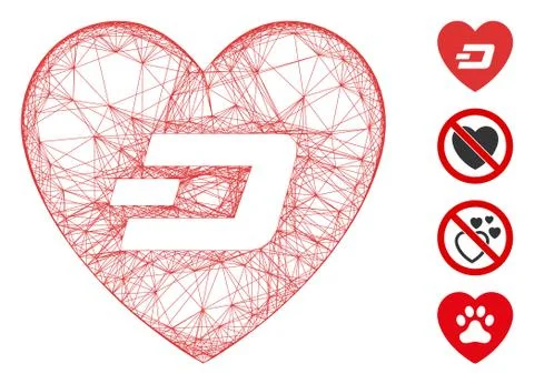 Net Lovely Dash Heart Vector Mesh Stock Illustration