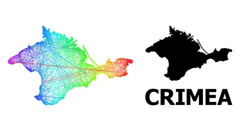 Net Map of Crimea with Spectrum Gradient Stock Illustration