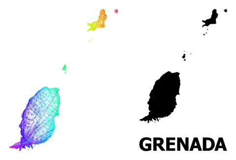 Net Map of Grenada Islands with Spectrum Gradient Illustrazione stock