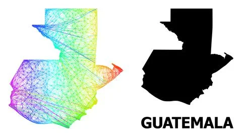 Net Map of Guatemala with Spectral Gradient Stock Illustration