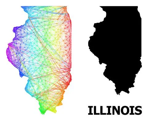 Net Map of Illinois State with Spectral Gradient Stock Illustration
