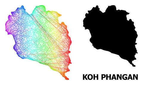 Net Map of Koh Phangan with Spectrum Gradient Stock Illustration