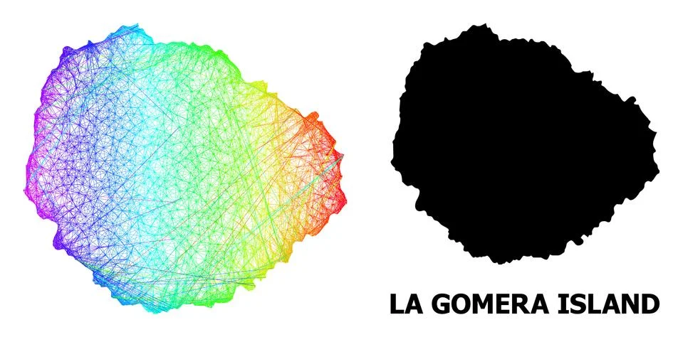 Net Map of La Gomera Island with Spectral Gradient Stock Illustration