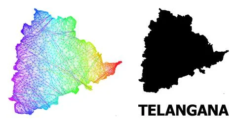 Net Map of Telangana State with Spectrum Gradient Stock Illustration