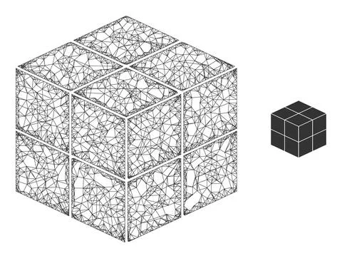 Net Mesh 3D Cube Icon 스톡 일러스트
