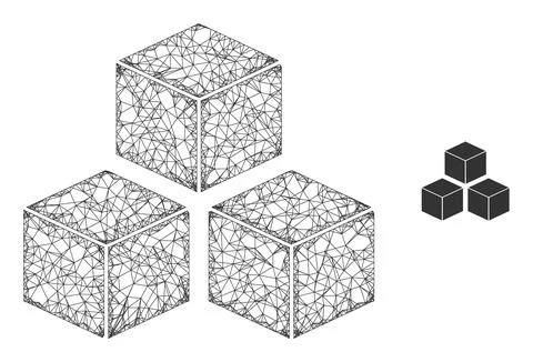 Net Mesh Cubes Icon Stock-Illustration