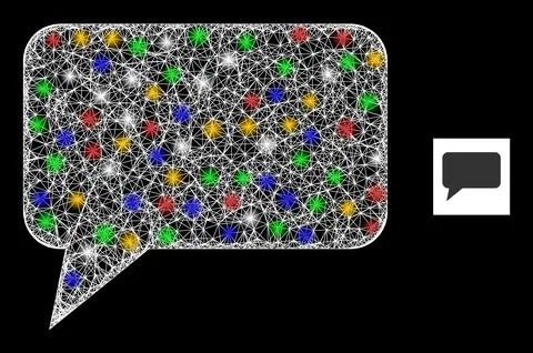Net Mesh Forum Message Icon with Colored Flash Nodes Illustrazione stock