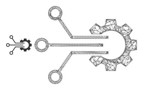 Net Mesh Gear Sensor Icon Stock Illustration