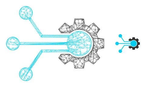 Net Mesh Smart Cog Icon 스톡 일러스트