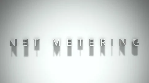 Net metering 3D title animation with shadows on a white background Stock Footage 297818310