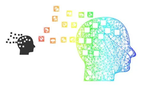 Net Mind Compilation Mesh Icon with Spectral Gradient Illustrazione stock