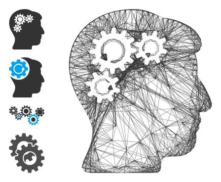 Net Mind Gear Rotation Vector Mesh Stock Illustration