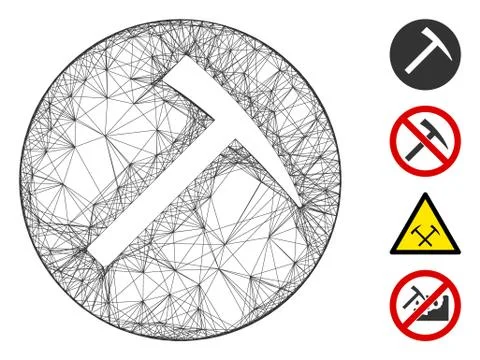 Net Mining Hammer Vector Mesh Stockillustratie