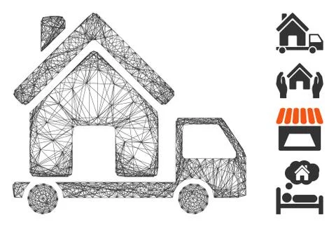 Net Mobile House Vector Mesh 스톡 일러스트