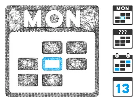 Net Monday Calendar Grid Vector Mesh Stockillustratie