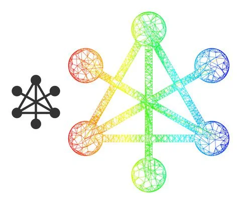 Net Network Nodes Web Mesh Icon with Spectral Gradient Illustrazione stock