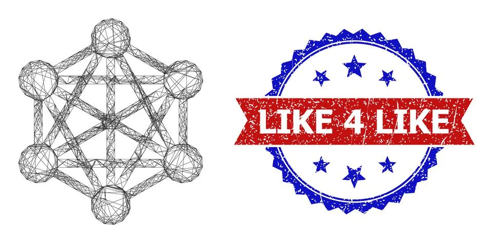 Net Network Web Mesh and Scratched Bicolor Like 4 Like Watermark Stock Illustration