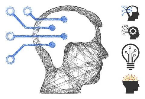 Net Neural Interface Circuit Vector Mesh Stock Illustration