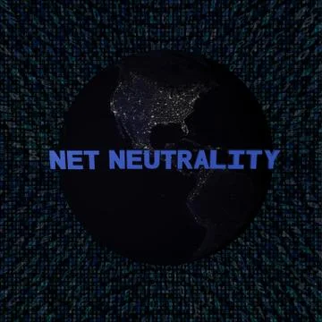 Net Neutrality text with earth by night and blue hex code illustration - elem Illustrazione stock