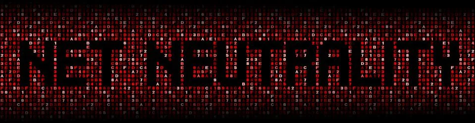 Net Neutrality text on hex code illustration Stock Illustration