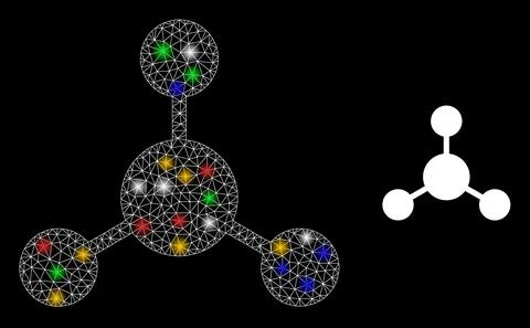 Net Node Links Glare Icon with Colorful Lightspots Stock Illustration