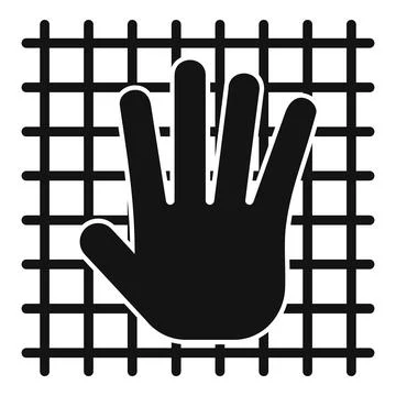Net palm scanning icon simple vector. Online database code Stock-Illustration