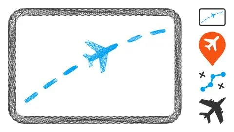 Net Plane Route Vector Mesh 스톡 일러스트