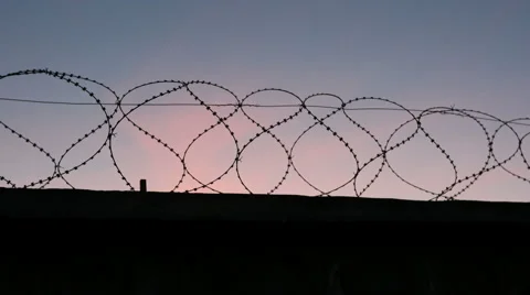 Net Prison On sunset Stock Footage 64051251