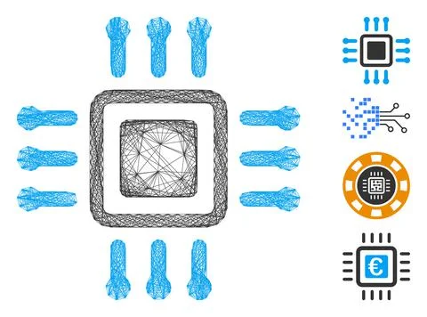 Net Processor Vector Mesh Illustrazione stock