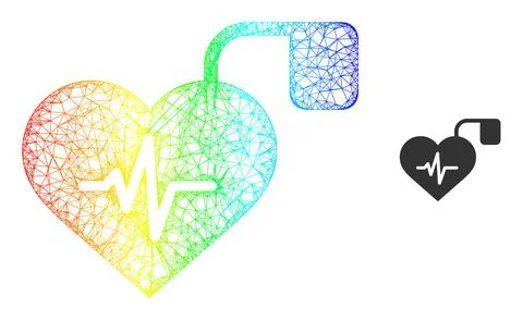 Net Pulse Pacemaker Web Mesh Icon with Rainbow Gradient Ilustración de archivo