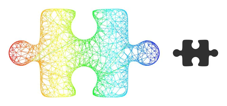Net Puzzle Item Web Mesh Icon with Spectrum Gradient Ilustração Stock