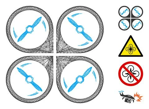 Net Quadcopter Screws Rotation Vector Mesh Ilustración de archivo