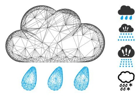 Net Rain Cloud Vector Mesh イラスト素材