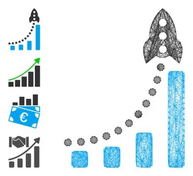 Net Rocket Success Bar Chart Vector Mesh Ilustración de archivo